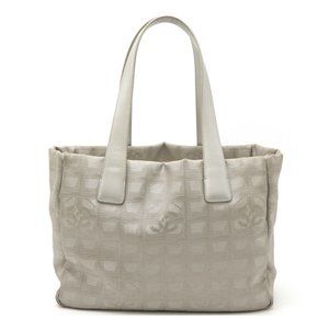 CHANEL New Travel Line Tote PM bag Shoulder Nylon jacquard Leather Silver